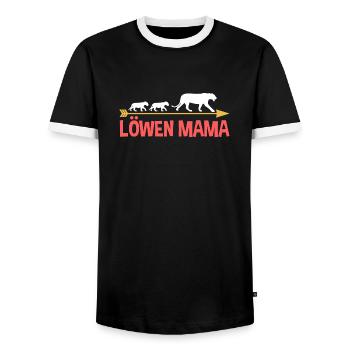 Mutter Löwen Mama - Männer Kontrast-T-Shirt - Schwarz/Weiß - Vorne - AI Model Female 172 light (172cm) & AI Model Male 178 light (178cm)