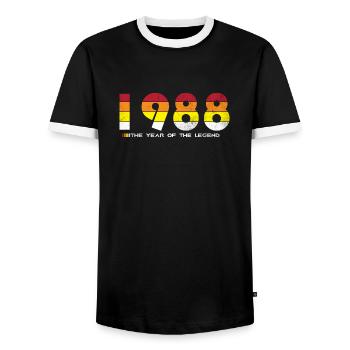 Millésime 1988 - L’année de la légende - Rétro 36 - T-shirt contrasté Homme - noir/blanc - Devant - AI Model Female 172 light (172cm) & AI Model Male 178 light (178cm)