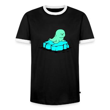 robbe eisscholle - Männer Kontrast-T-Shirt - Schwarz/Weiß - Vorne - AI Model Female 172 light (172cm) & AI Model Male 178 light (178cm)