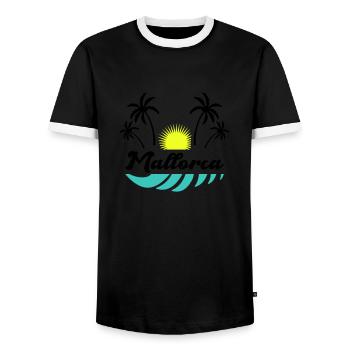 Majorca - Men's Ringer Shirt - black/white - Front - AI Model Female 172 light (172cm) & AI Model Male 178 light (178cm)