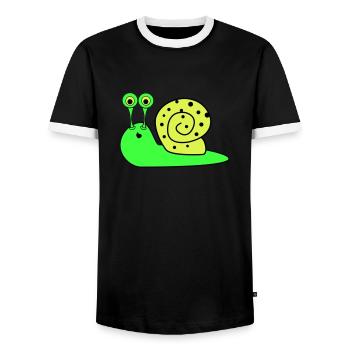 Snail Funny - Men's Ringer Shirt - black/white - Front - AI Model Female 172 light (172cm) & AI Model Male 178 light (178cm)
