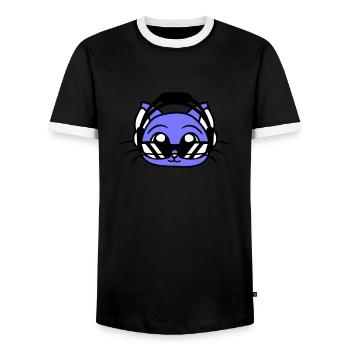 DJ Katze Gesicht Party Tier Kätzchen Haustier Kopf - Männer Kontrast-T-Shirt - Schwarz/Weiß - Vorne - AI Model Female 172 light (172cm) & AI Model Male 178 light (178cm)