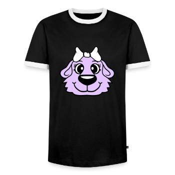 Dog Face Girl Cute Bow Female Woman - Men's Ringer Shirt - black/white - Front - AI Model Female 172 light (172cm) & AI Model Male 178 light (178cm)