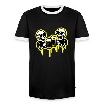 Skelett Party Bier Team - Männer Kontrast-T-Shirt - Schwarz/Weiß - Vorne - AI Model Female 172 light (172cm) & AI Model Male 178 light (178cm)
