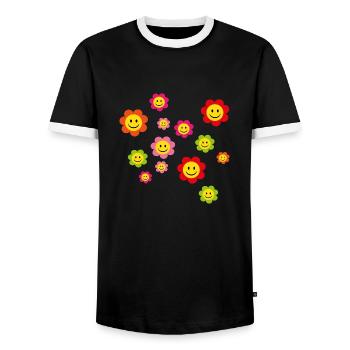 smiley - Männer Kontrast-T-Shirt - Schwarz/Weiß - Vorne - AI Model Female 172 light (172cm) & AI Model Male 178 light (178cm)