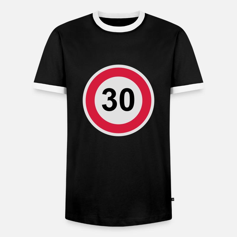 30 - Männer Kontrast-T-Shirt - Schwarz/Weiß