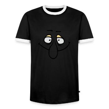 Gesicht Große Nase Lächeln Grinsen Comic Cartoon - Männer Kontrast-T-Shirt - Schwarz/Weiß - Vorne - AI Model Female 172 light (172cm) & AI Model Male 178 light (178cm)