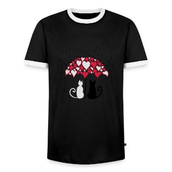 AD Lovely cats II - T-shirt contrasté Homme - noir/blanc - Devant - AI Model Female 172 light (172cm) & AI Model Male 178 light (178cm)