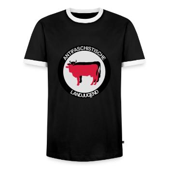 Antifaschistische Landjugend - Männer Kontrast-T-Shirt - Schwarz/Weiß - Vorne - AI Model Female 172 light (172cm) & AI Model Male 178 light (178cm)