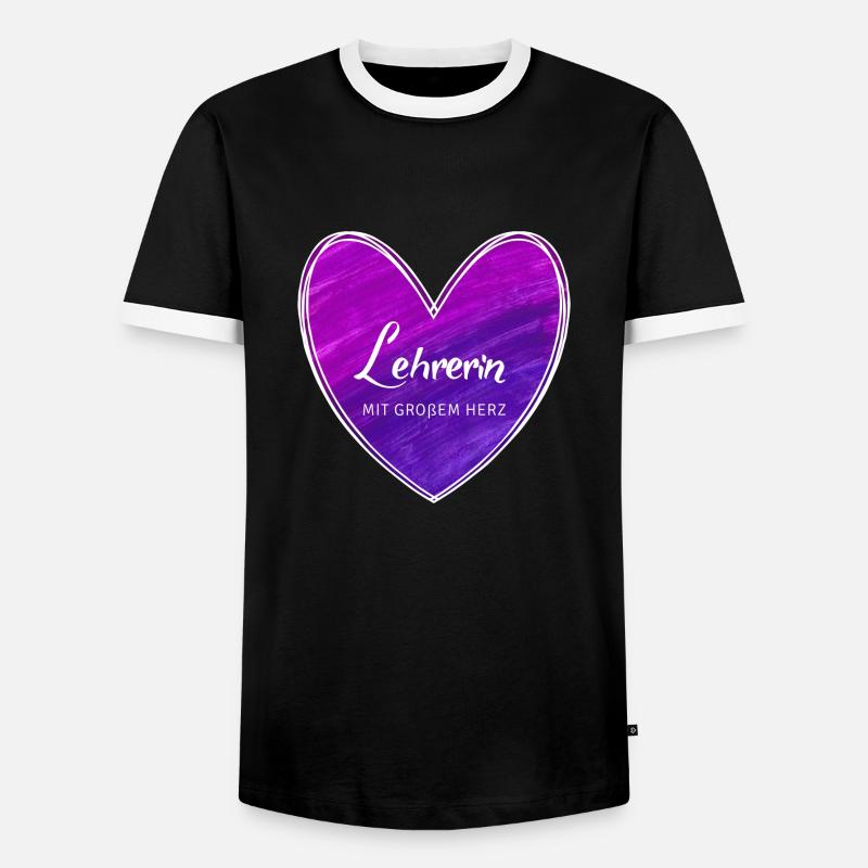 Lehrerin mit großem Herz - Männer Kontrast-T-Shirt - Schwarz/Weiß