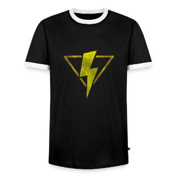 teamgelb - Männer Kontrast-T-Shirt - Schwarz/Weiß - Vorne - AI Model Female 172 light (172cm) & AI Model Male 178 light (178cm)