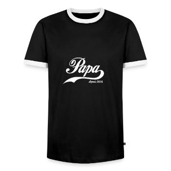 Papa depuis 2016 ! - T-shirt contrasté Homme - noir/blanc - Devant - AI Model Female 172 light (172cm) & AI Model Male 178 light (178cm)