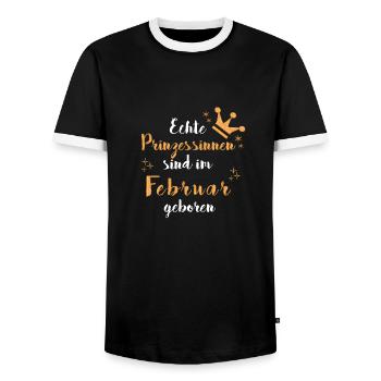 FEBRUAR GEBURTSTAG PRINZESSIN - Männer Kontrast-T-Shirt - Schwarz/Weiß - Vorne - AI Model Female 172 light (172cm) & AI Model Male 178 light (178cm)