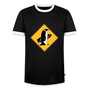 surfing_penguins - T-shirt contrasté Homme - noir/blanc - Devant - AI Model Female 172 light (172cm) & AI Model Male 178 light (178cm)