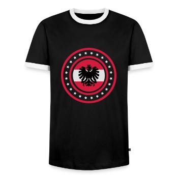 Austria Emblem (stars) 02 - Men's Ringer Shirt - black/white - Front - AI Model Female 172 light (172cm) & AI Model Male 178 light (178cm)