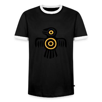 indischer Kulturvogel - Männer Kontrast-T-Shirt - Schwarz/Weiß - Vorne - AI Model Female 172 light (172cm) & AI Model Male 178 light (178cm)