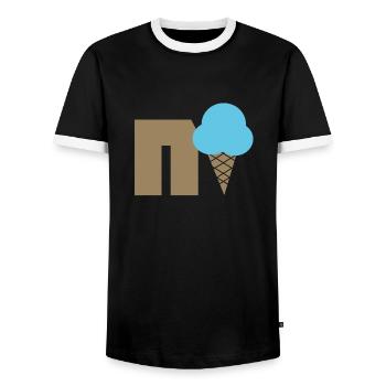 Nice blue - Men's Ringer Shirt - black/white - Front - AI Model Female 172 light (172cm) & AI Model Male 178 light (178cm)