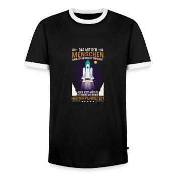 DAS MIT DEN MENSCHEN HABE ICH WIRKLICH VERSUCHT! - Männer Kontrast-T-Shirt - Schwarz/Weiß - Vorne - AI Model Female 172 light (172cm) & AI Model Male 178 light (178cm)