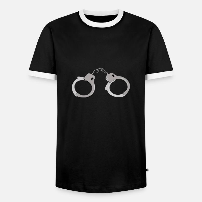Handschellen - Männer Kontrast-T-Shirt - Schwarz/Weiß