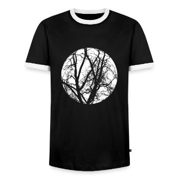 Baum Äste mystischer Wald Vollmond Shirt Motiv - Männer Kontrast-T-Shirt - Schwarz/Weiß - Vorne - AI Model Female 172 light (172cm) & AI Model Male 178 light (178cm)