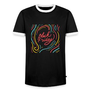 Cadeaux black friday. achats. Magasinez jusqu’à ce que vous tombiez. - T-shirt contrasté Homme - noir/blanc - Devant - AI Model Female 172 light (172cm) & AI Model Male 178 light (178cm)