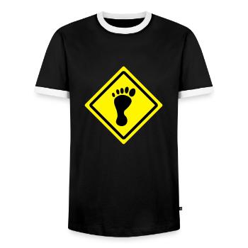 foot roadsign - T-shirt contrasté Homme - noir/blanc - Devant - AI Model Female 172 light (172cm) & AI Model Male 178 light (178cm)