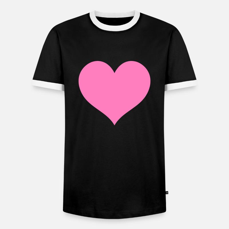 Rosa Herz2 - Männer Kontrast-T-Shirt - Schwarz/Weiß