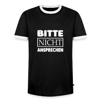 BITTE NICHT ANSPRECHEN - Männer Kontrast-T-Shirt - Schwarz/Weiß - Vorne - AI Model Female 172 light (172cm) & AI Model Male 178 light (178cm)