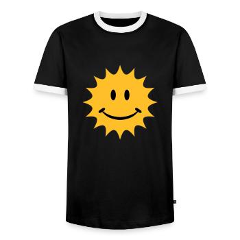 sun - Men's Ringer Shirt - black/white - Front - AI Model Female 172 light (172cm) & AI Model Male 178 light (178cm)