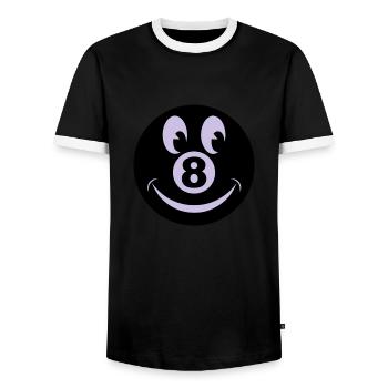 8 ball smiley vecto - Männer Kontrast-T-Shirt - Schwarz/Weiß - Vorne - AI Model Female 172 light (172cm) & AI Model Male 178 light (178cm)