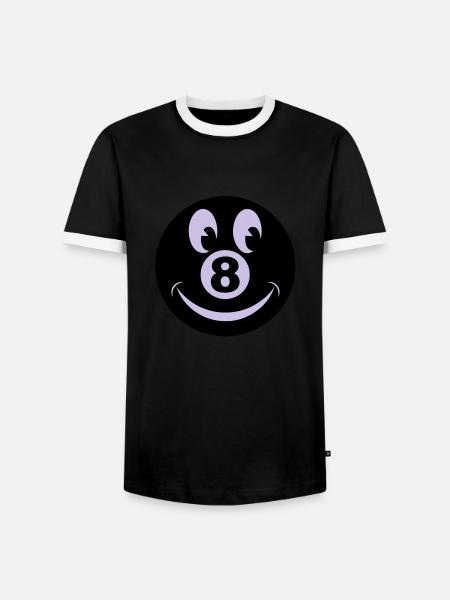 8 ball smiley vecto - Men's Ringer Shirt - black/white