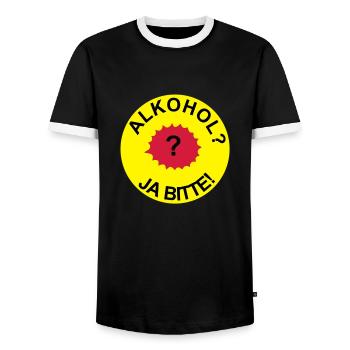 Alcohol yes please! - Men's Ringer Shirt - black/white - Front - AI Model Female 172 light (172cm) & AI Model Male 178 light (178cm)