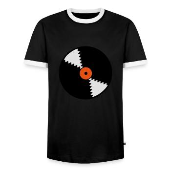 vinyl_2__f3 - T-shirt contrasté Homme - noir/blanc - Devant - AI Model Female 172 light (172cm) & AI Model Male 178 light (178cm)