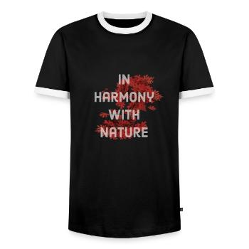 Be in the mood with nature - Men's Ringer Shirt - black/white - Front - AI Model Female 172 light (172cm) & AI Model Male 178 light (178cm)