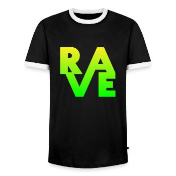 Rave Clothing EDM Music für Raver und DJ - Männer Kontrast-T-Shirt - Schwarz/Weiß - Vorne - AI Model Female 172 light (172cm) & AI Model Male 178 light (178cm)