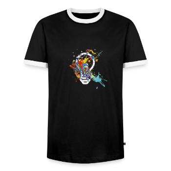 Light Bulb Shirt Gift Color Spot Electrician - Men's Ringer Shirt - black/white - Front - AI Model Female 172 light (172cm) & AI Model Male 178 light (178cm)