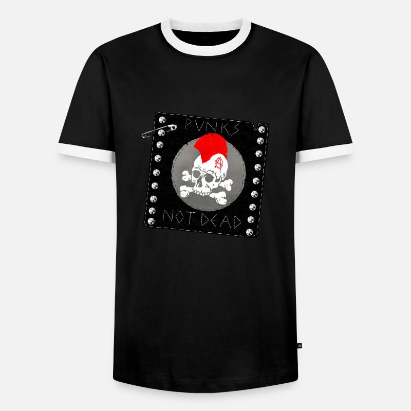 punks not dead patch - Men's Ringer Shirt - black/white