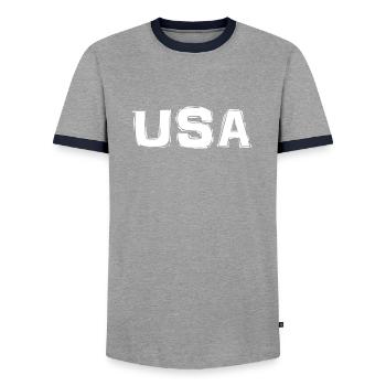Etats-Unis - T-shirt contrasté Homme - gris/marine  - Devant - AI Model Female 172 light (172cm) & AI Model Male 178 light (178cm)