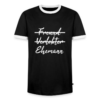 Nicht Freund, sondern Ehemann - Geschenkidee - Männer Kontrast-T-Shirt - Schwarz/Weiß - Vorne - AI Model Female 172 light (172cm) & AI Model Male 178 light (178cm)