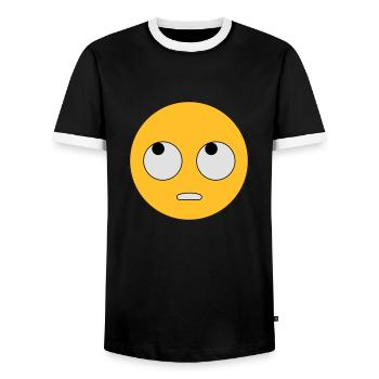 Emoji dein Ernst - Der Augenroller - Männer Kontrast-T-Shirt - Schwarz/Weiß - Vorne - AI Model Female 172 light (172cm) & AI Model Male 178 light (178cm)