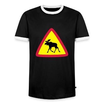 Elch 3clr - Männer Kontrast-T-Shirt - Schwarz/Weiß - Vorne - AI Model Female 172 light (172cm) & AI Model Male 178 light (178cm)