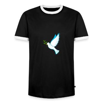 Dove of Peace - Men's Ringer Shirt - black/white - Front - AI Model Female 172 light (172cm) & AI Model Male 178 light (178cm)