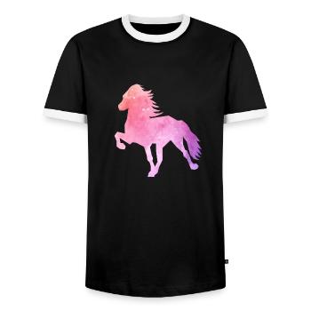 Islandpferd Watercolor - Männer Kontrast-T-Shirt - Schwarz/Weiß - Vorne - AI Model Female 172 light (172cm) & AI Model Male 178 light (178cm)