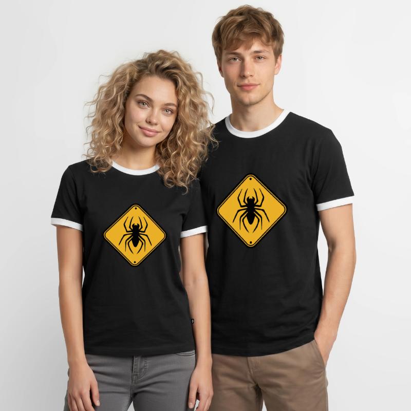 shield warning caution hazard caution zone spider Men's Ringer Shirt