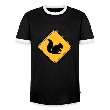 panneau d'avertissement bouclier zone de mise en garde - T-shirt contrasté Homme - noir/blanc - Devant - AI Model Female 172 light (172cm) & AI Model Male 178 light (178cm)