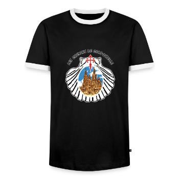 Croix St Jacques 23 - T-shirt contrasté Homme - noir/blanc - Devant - AI Model Female 172 light (172cm) & AI Model Male 178 light (178cm)