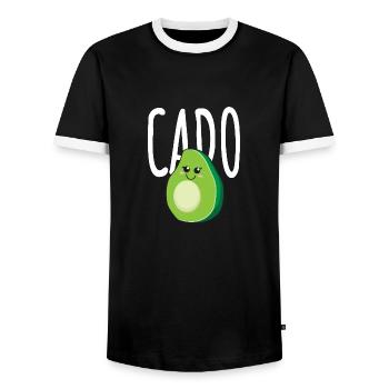 Avocado Cado Partner Couple Friends - Gift Idea - Men's Ringer Shirt - black/white - Front - AI Model Female 172 light (172cm) & AI Model Male 178 light (178cm)