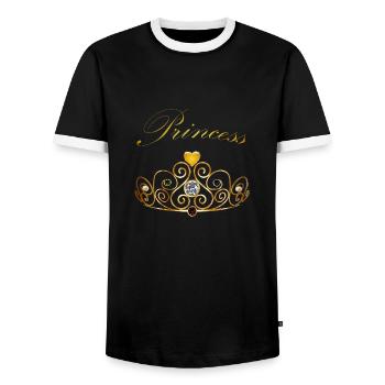 Princess Queen Gold Krone Tiara Edelsteine Perlen - Männer Kontrast-T-Shirt - Schwarz/Weiß - Vorne - AI Model Female 172 light (172cm) & AI Model Male 178 light (178cm)