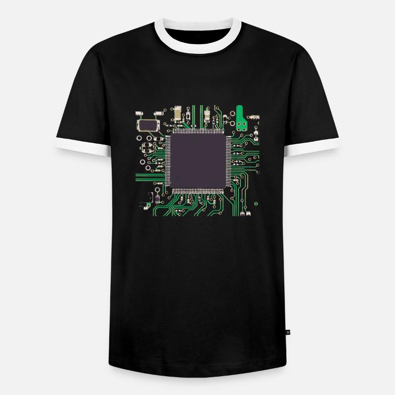 Computerchip - Männer Kontrast-T-Shirt - Schwarz/Weiß