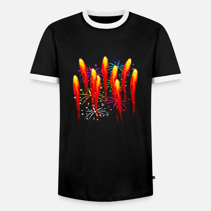 Feuer firework fire Feuerwerk - Männer Kontrast-T-Shirt - Schwarz/Weiß